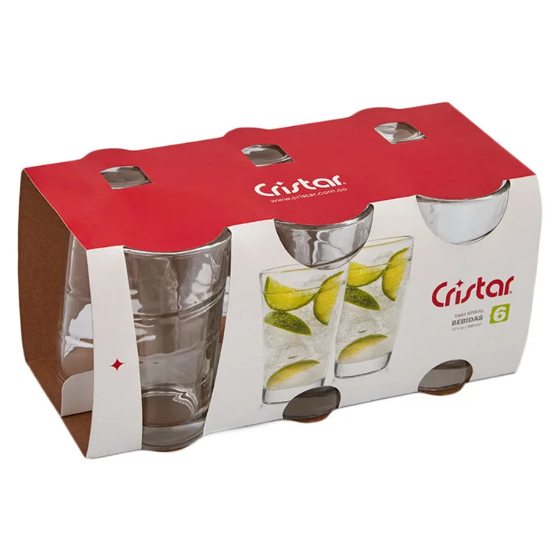 Vaso Spiral alto 6 piezas Cristar