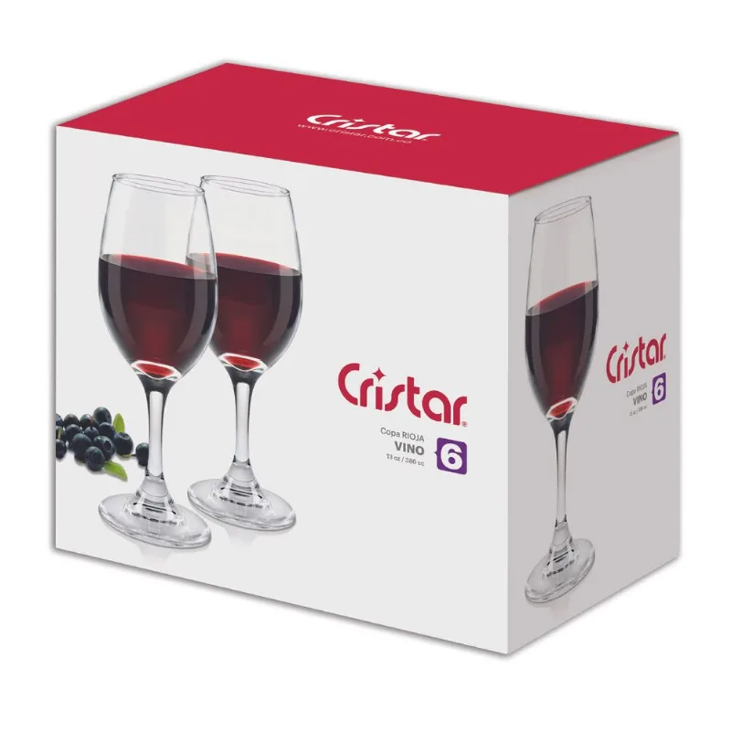 Set 6 Copas de Vino Cristar Tinto Rioja 386 cc