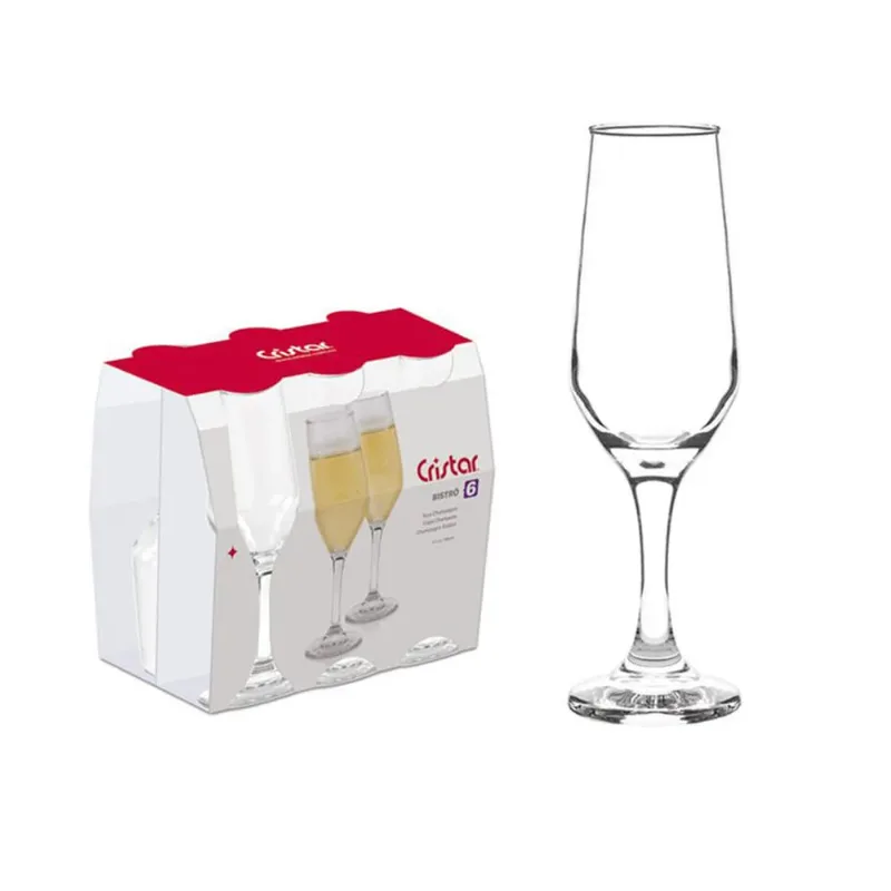 Jogo 6 Taças Champanhe Bistrô 186ml 1032 - Cristar