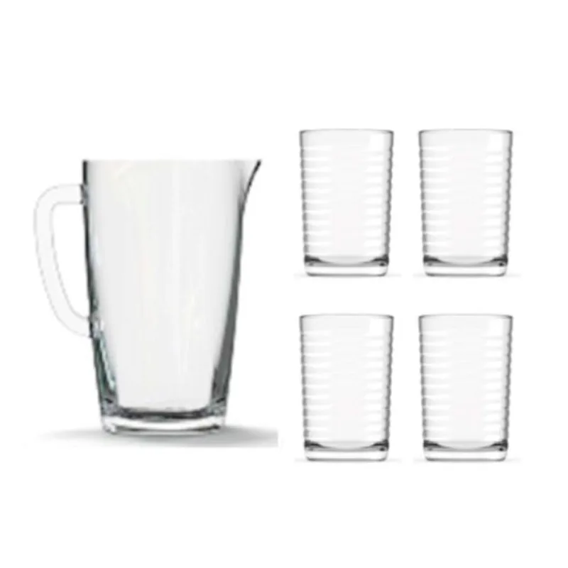 Set jarra + vasos rayas Tu Mesa 23 x5und. Cristar