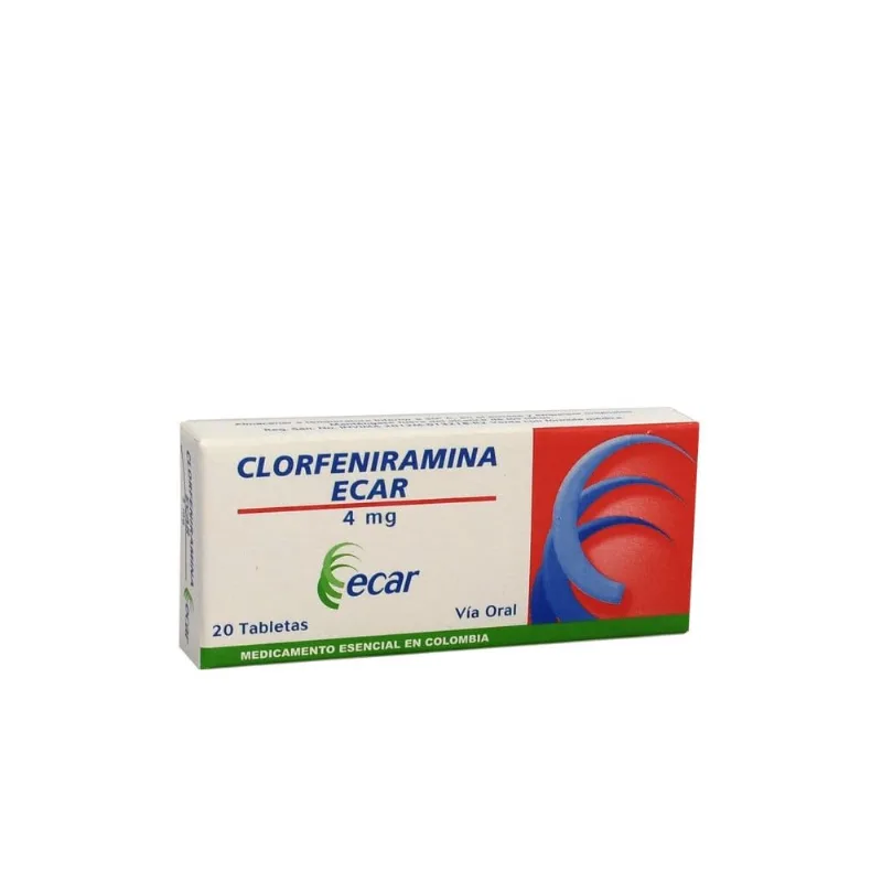 Clorfeniramina Ecar 4 Mg Caja con 20 Tabletas