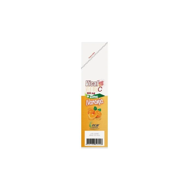 Vitamina C Vical + Zinc 500 Mg Sabor Naranja 100 Tabletas