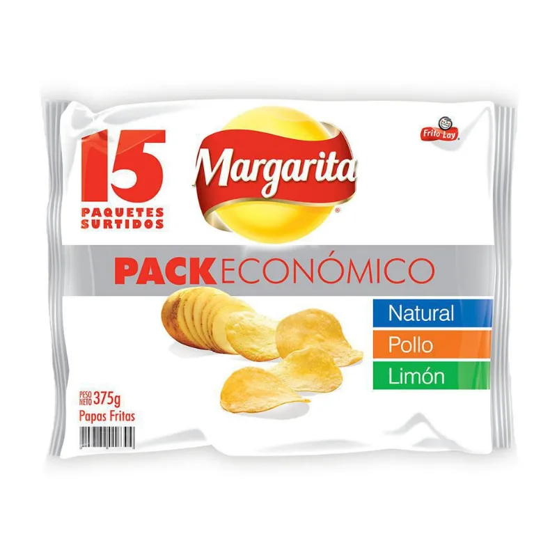 Papa 15 Und Surtida MARGARITA 375 gr Papa Surtida Natural Pollo Limon Pqt X 15 Unds