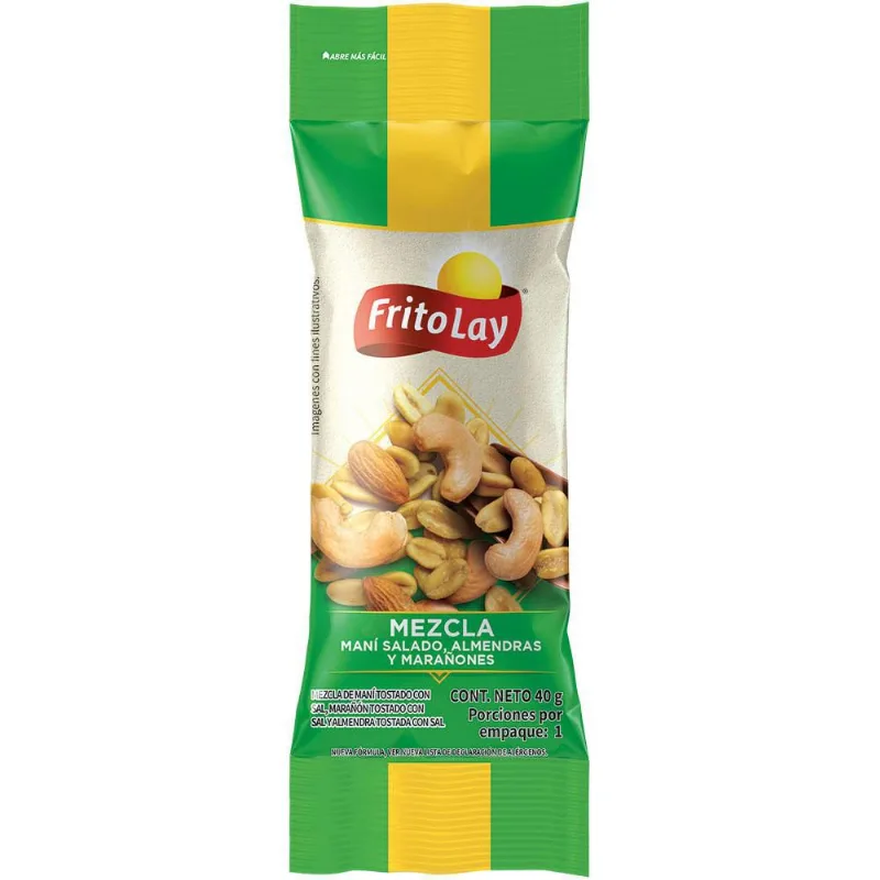 Mezcla frutos secos FRITO LAY maní, almendras y marañones (40 gr)
