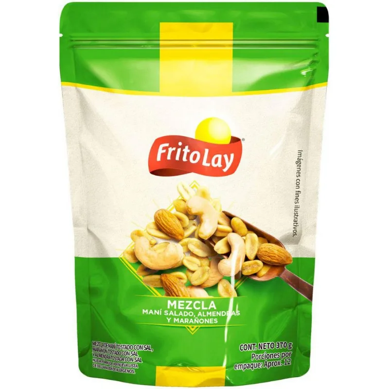 Mezcla frutos secos FRITO LAY maní salado, almendras y marañones (370 gr)