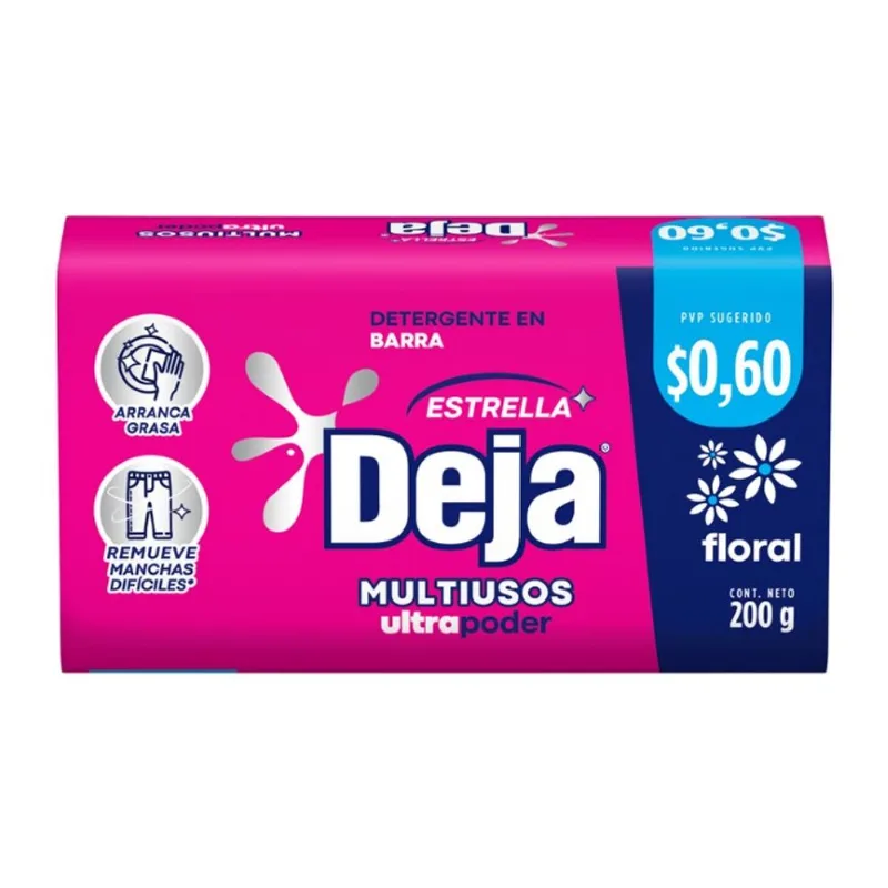 Jabon Barra Deja Lavaplatos Floral 200 Gr.