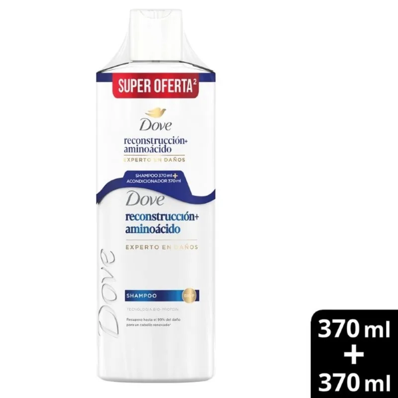 Oferta de Shampoo Dove Reconstrucción Aminoácido 370 Ml + Acondicionador 370 Ml