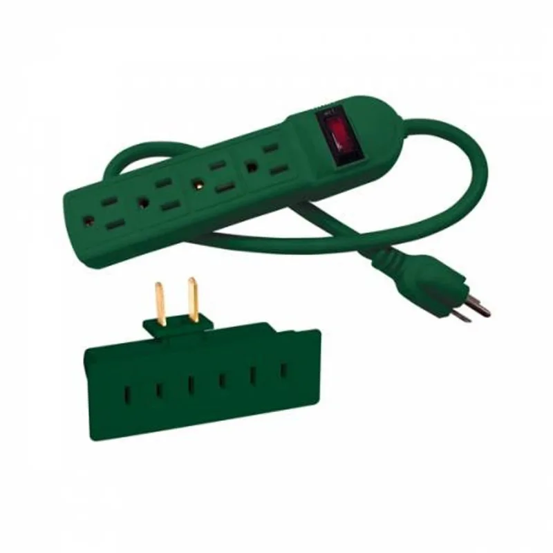 Kit multitoma 4 salidas + multitoma de pared p/t 3 salidas adaptable color verde polarizada