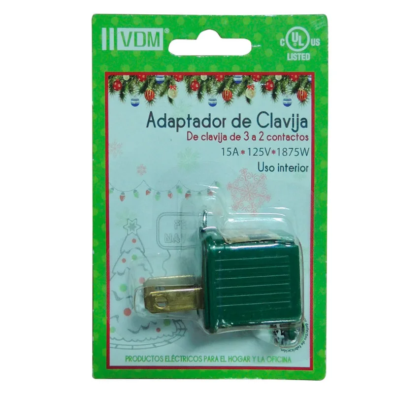 Adaptador de clavija 15A verde