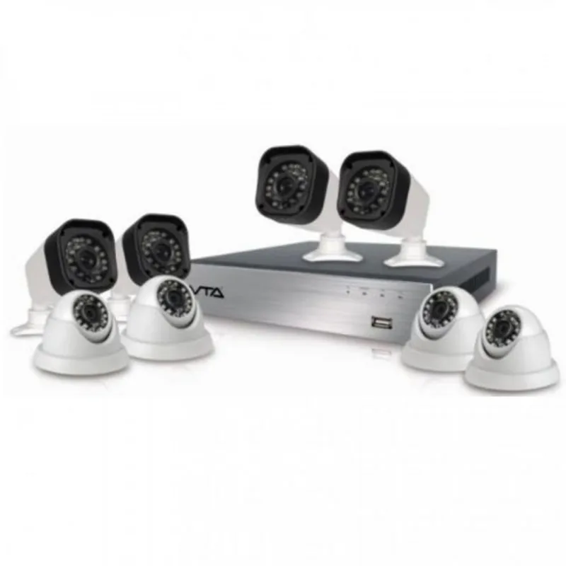 Kit Dvr Ahd Con 8 Cámaras (4 Domo/4 Bala) Resolucion 720P Disco Duro De 1 Tera