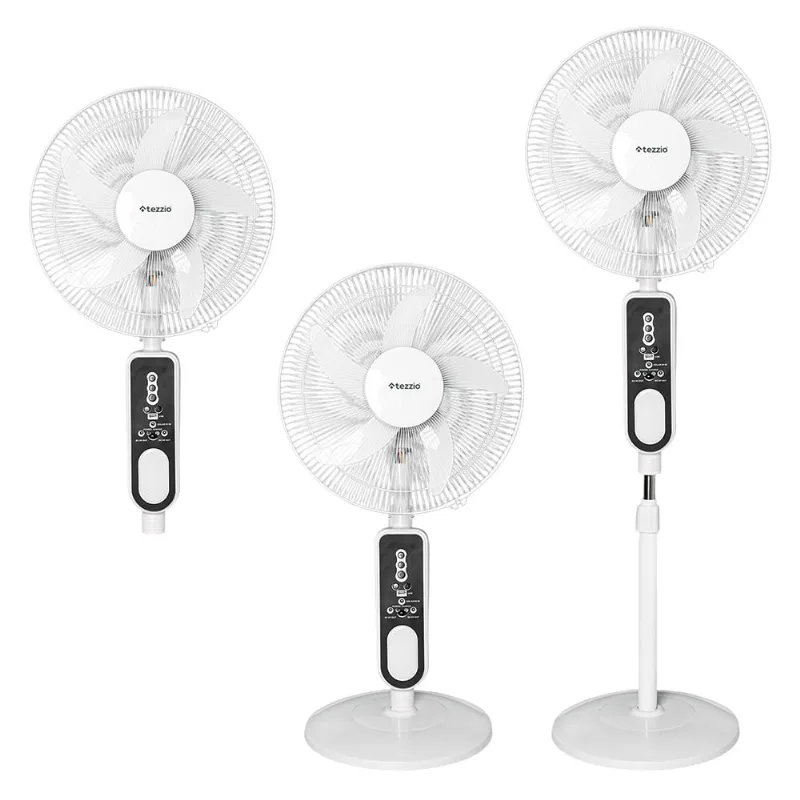 Ventilador 3 en 1 recargable Tezzio TH-86457 blanco + panel solar + bombillos led 1531775