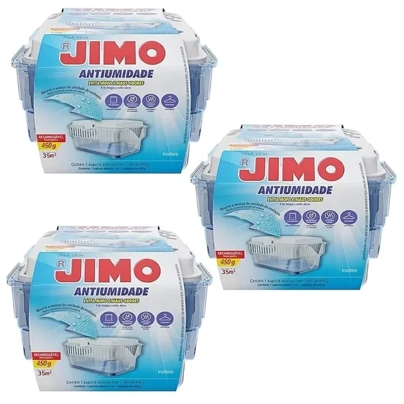 Combo 03un Jimo Antiumidade Suporte + Refil 450g