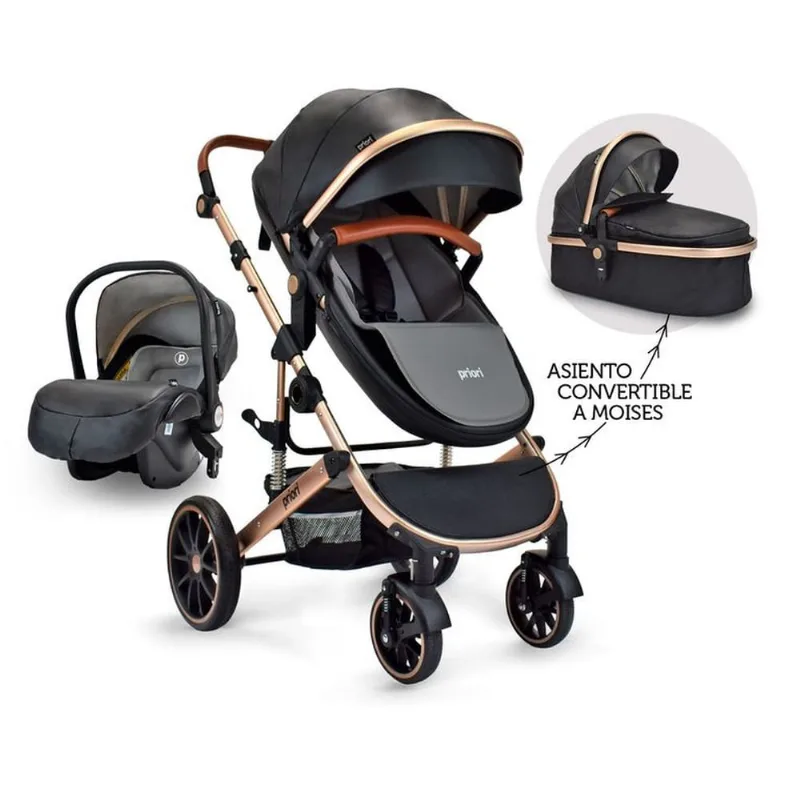 Coche Para Bebé Moises 3 en 1 Priori Milo Ts Negro Negro