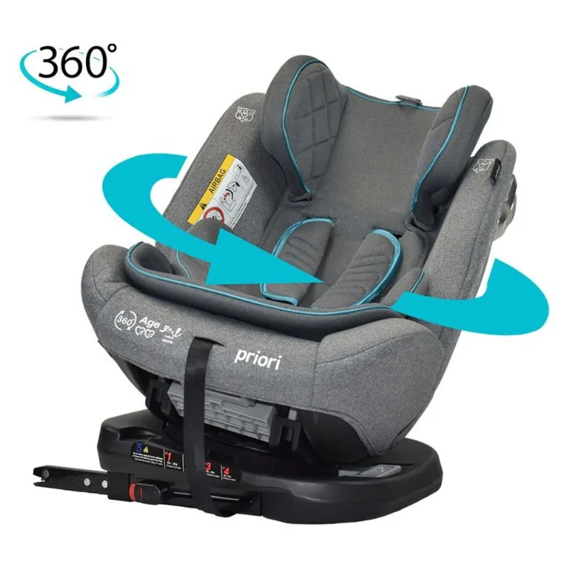 Silla de Auto Bebé 360° Priori First Plus Gris Azul Gris