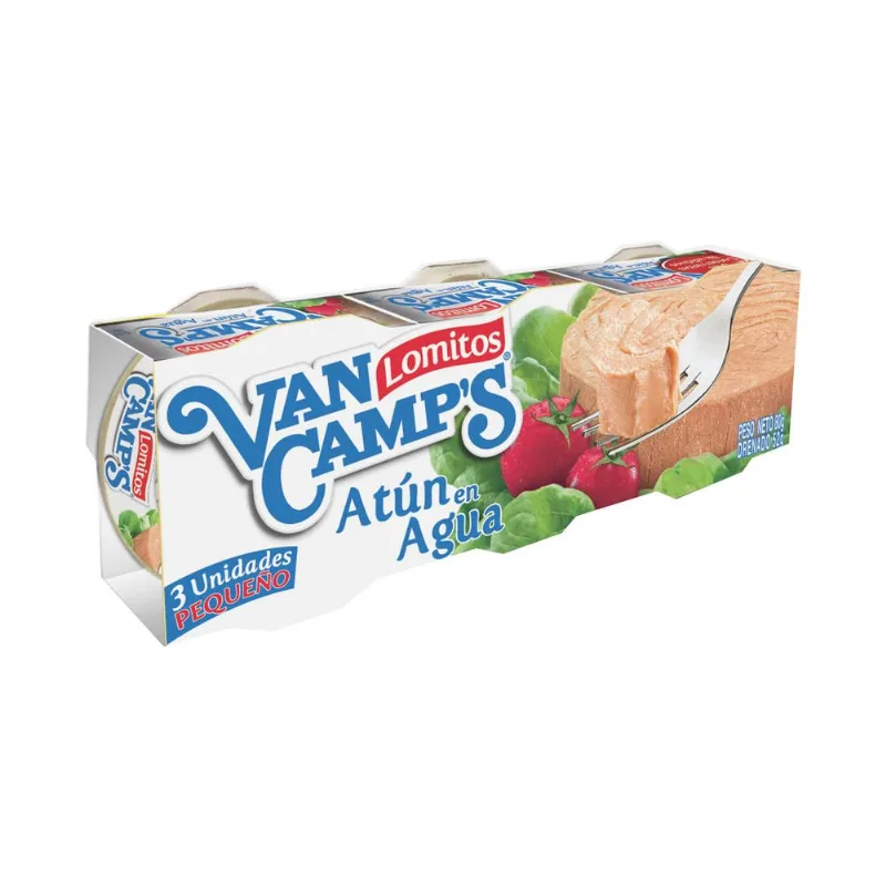 Pack 3 un. Atún Lomitos en Agua 52 g drenado, 80 g neto