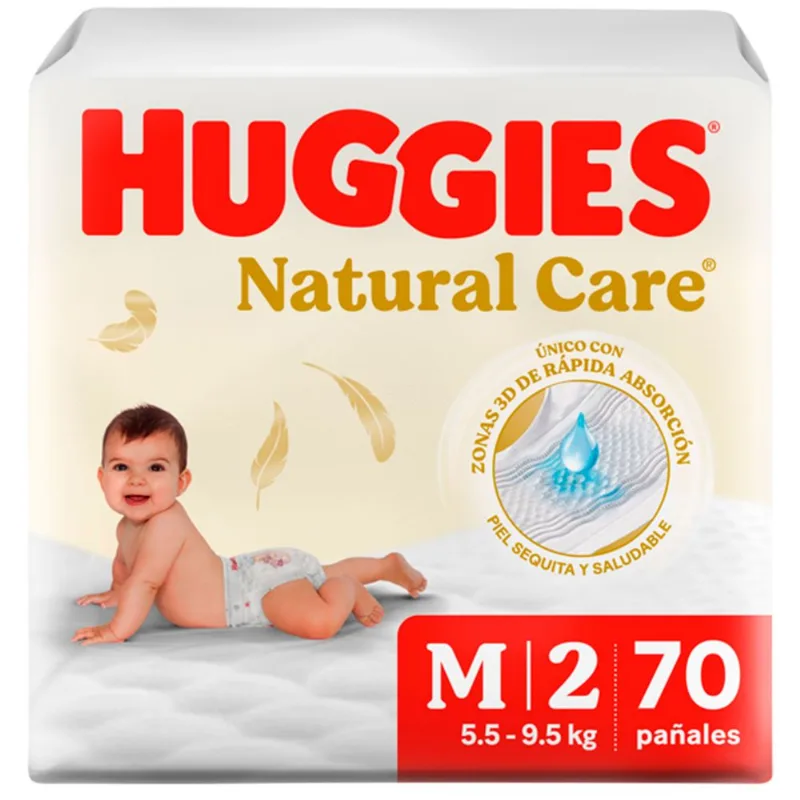 Pañales Huggies Natural Care Talla M 70 un.