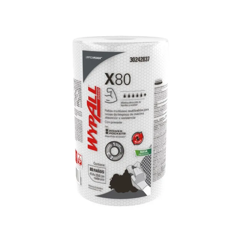 Pano Wiper Wypall X80 Plus Rolo Kimberly Clark com 80 Folhas