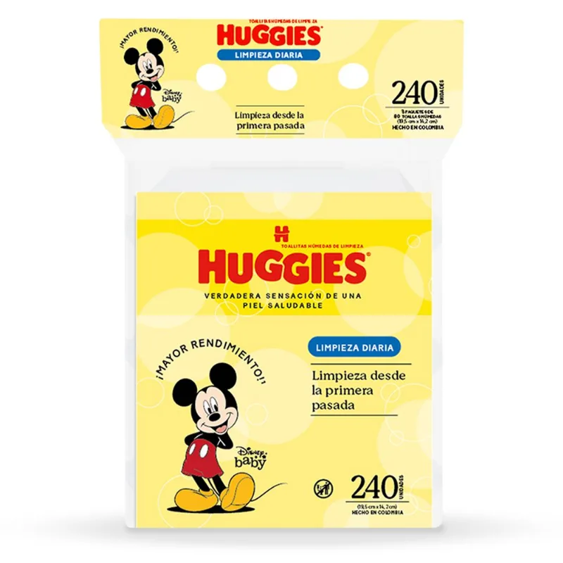 Toallitas Húmedas HUGGIES Limpieza Diaria 3x80un Paquete 240un