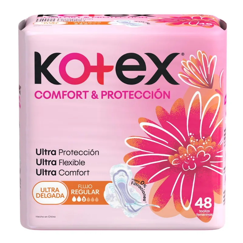 Toalla Higiénica KOTEX Comfort y Protección Ultrafina Paquete 48un