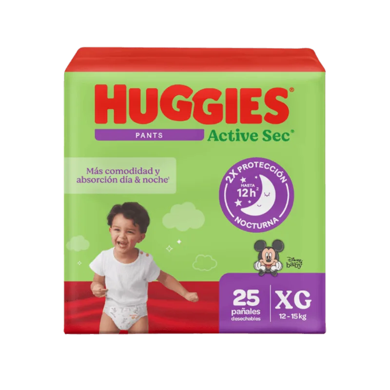 Pañales Huggies Active Sec|XG|25 Unidades