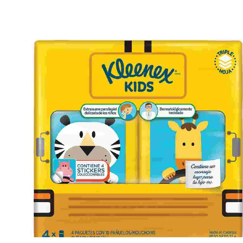 PaØuelos Kleenex Descartables-kids-4 X 10-paq-un.-4 Pañuelos Kleenex Descartables-kids-4 X 10-paq-un.-4