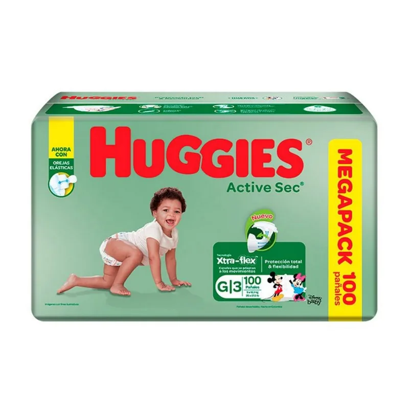 Pañal Active Sec Grande Huggies X100