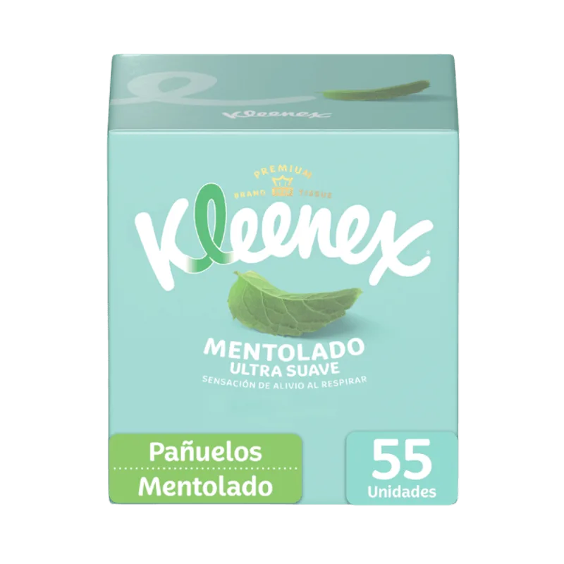 Pañuelos Faciales Kleenex Antigripal Mentol|55 Unidades Pañuelo Facial Kleenex Mentolado|55 Unidades