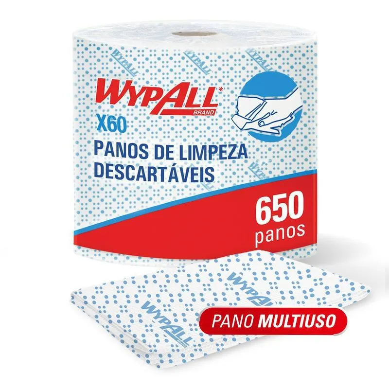 Pano De Limpeza Wypall X60 Jumbo Azul - 650 Panos (28,9 X
