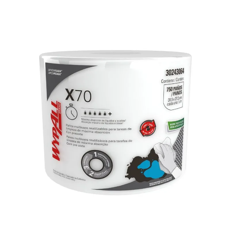 Rolo Jumbo Roll c/ 870 Panos Descartáveis Wipers WypAll X70
