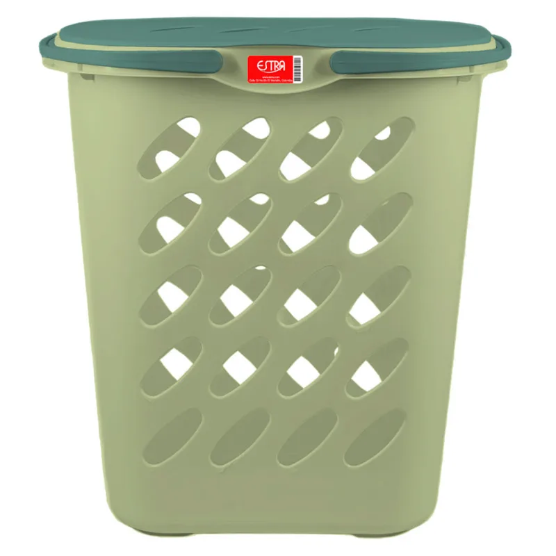 Cesto ropa polipropileno con tapa Armonía 46L verde Estra