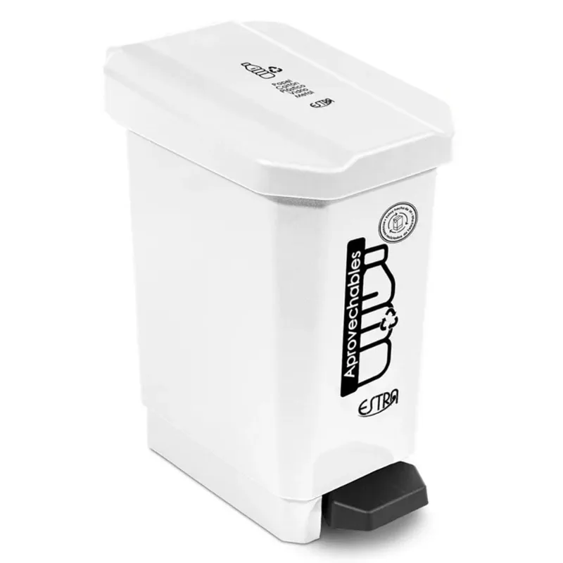 Papelera plástico pedal blanco 10L Estra PAPELERA ECOBINS PEDAL10L NEGRO-NO APROV