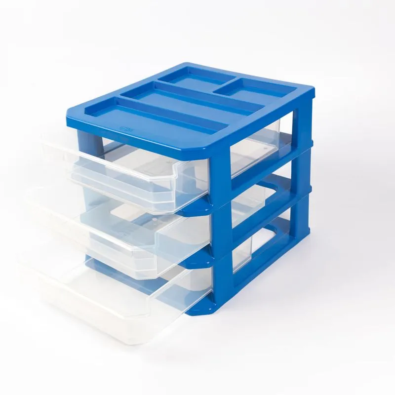 X3 drawer table drawers Table drawer x3 blue-transparent drawers