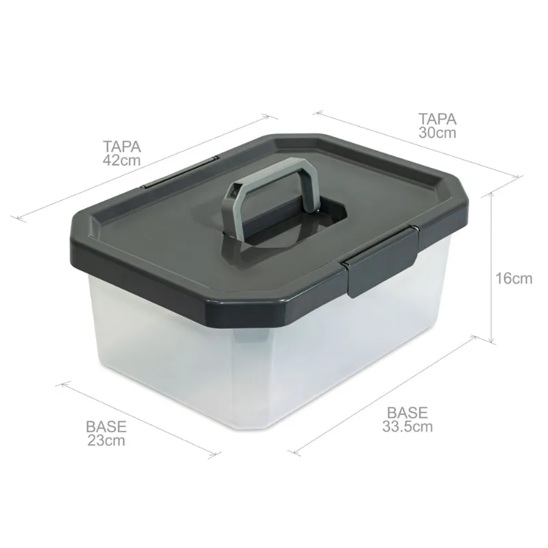 Caja Con Manija 11L Natural-Gris