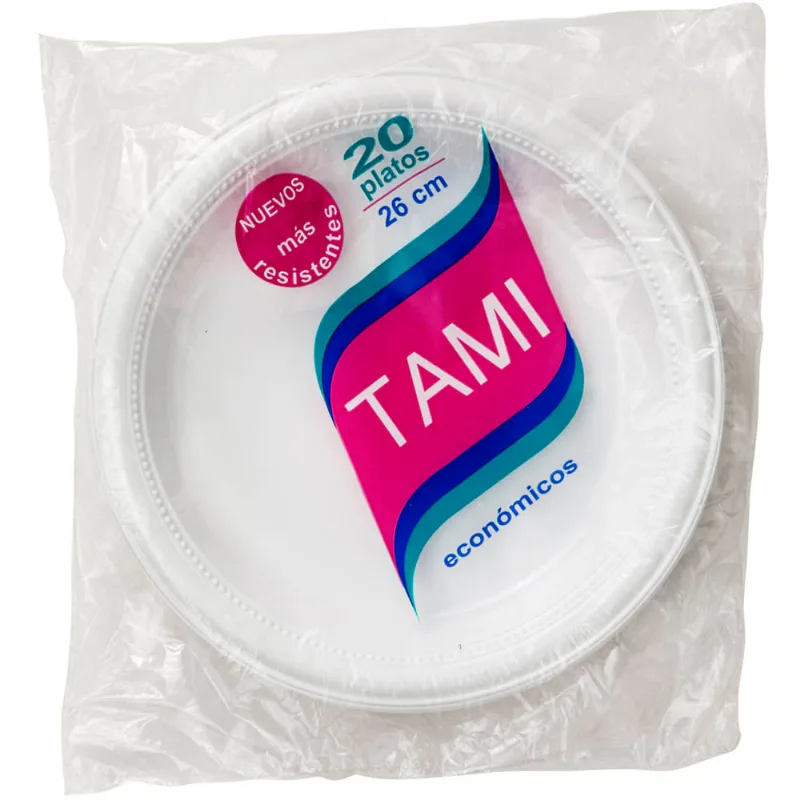 Plato Tami DARNEL Blanco 26cm Paquete 20un 50x50x50mm