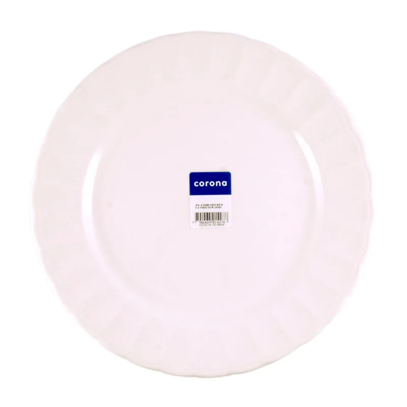 Plato Playo De Porcelana Blanco Caribe