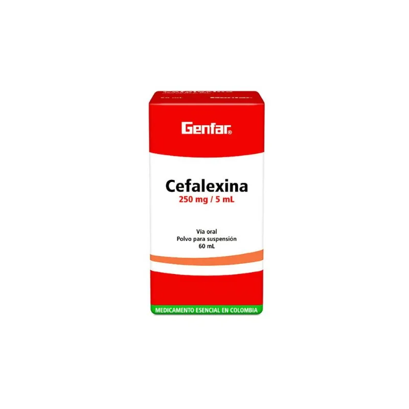 Cefalexina Suspensión Polvo 250 Mg / 5 Ml Caja con Frasco de 60 Ml