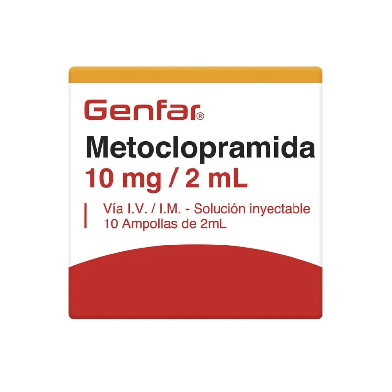 Metoclopramida Genfar 10mg / 2ml Inyectable 10 Ampollas de 10 Ml C/u