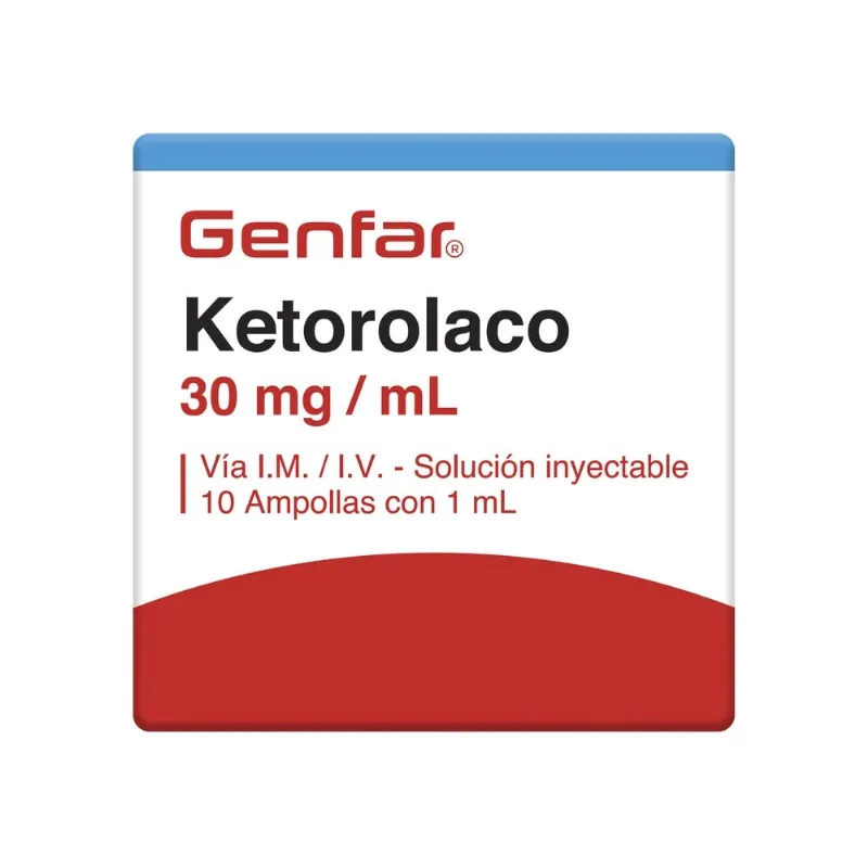Ketorolaco Genfar 30mg/ml Solución Inyectable 10 Ampolletas de 10 Ml C/u