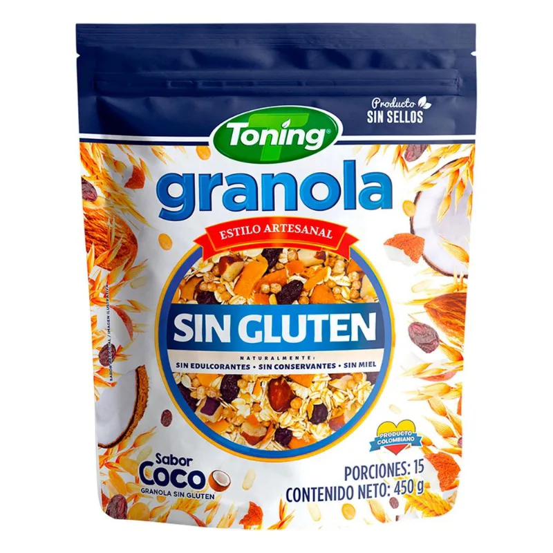 Granola TONING artesanal sabor a coco sin gluten (450 gr)