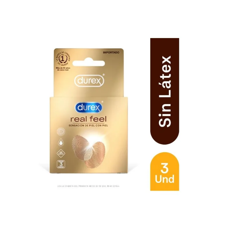 Condones Durex Real Feel - Caja 3 Unidades