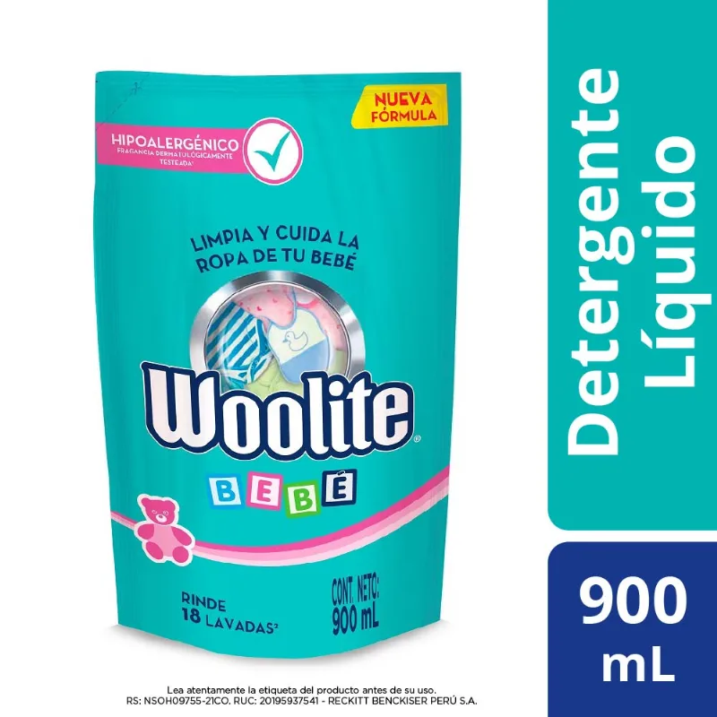 Detergente Líquido WOOLITE Ropa Bebé Doypack 900ml
