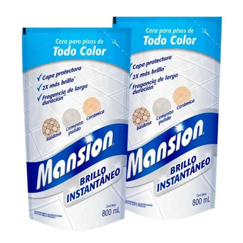 Cera Mansion Brillo Instantaneo Todo Color 800mlx2
