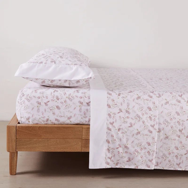 Juego de Sábanas 200 Hilos 100% Algodón Floral Extradoble