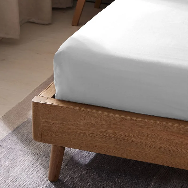 Sábana Ajustable Hotel Experience 300 Hilos Polialgodón Sateen Plain Blanco Semidoble