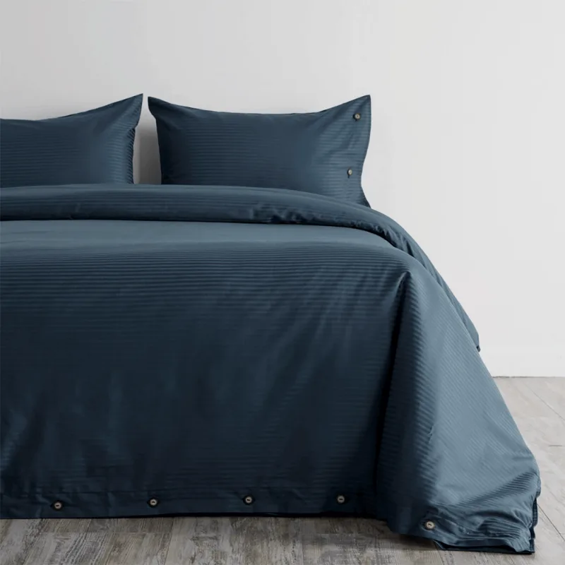 Cover Duvet - Funda Plumón Hotel Experience 300 hilos Algodón Sateen Stripe Azul Cover Duvet - Funda Plumón 300 hilos Algodón Sateen Stripe 0.5 Azul Extradoble