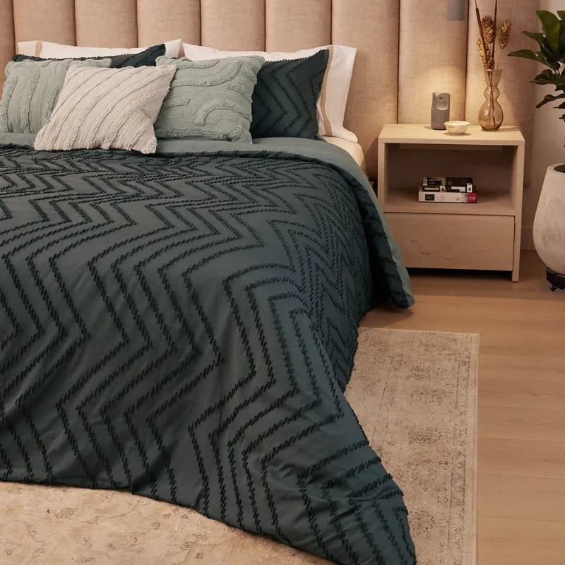 Cover Duvet - Funda Plumón Microfibra Flecos Chevron Azul Doble