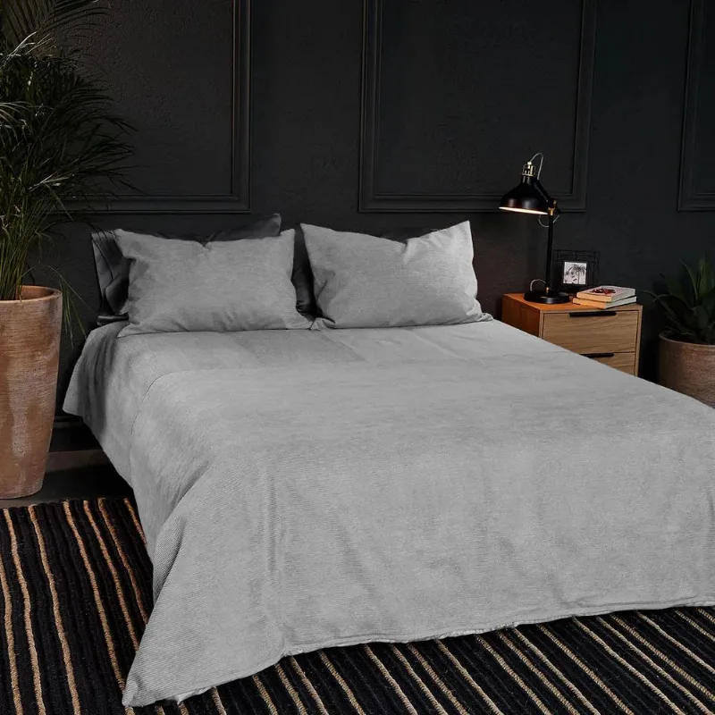 Cover Duvet Corduroy Microsuede Urban Gris Claro Doble