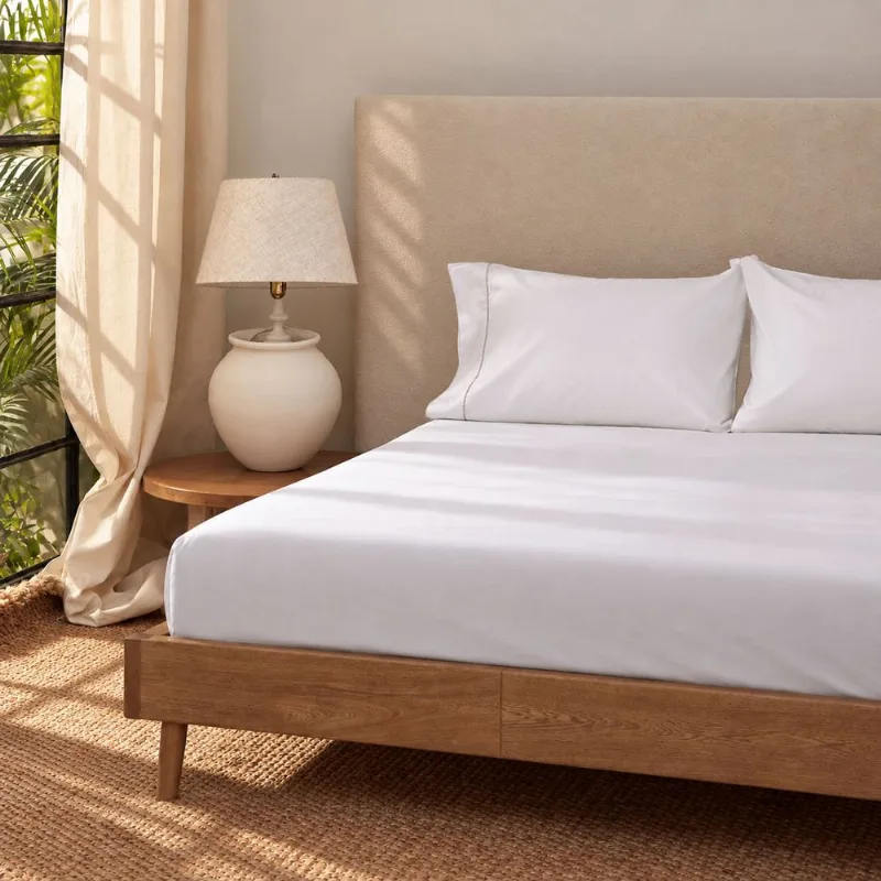 Sábana Ajustable Más Funda(s) 400 Hilos 100% Algodón Blanco Cremoso Extradoble