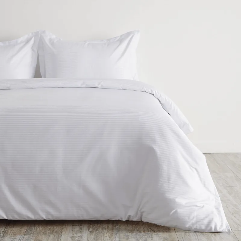Cover Duvet - Funda Plumón Hotel Experience 300 Hilos 100% Algodón Sateen Stripe Blanco Doble