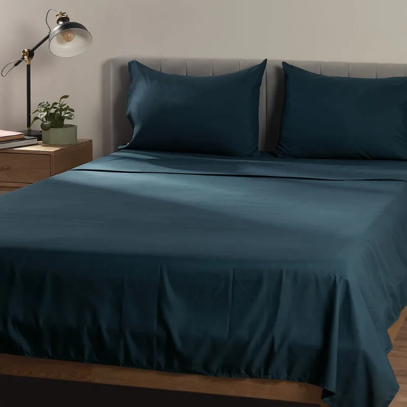 Juego de Sábanas Microfibra Azul Petróleo Doble